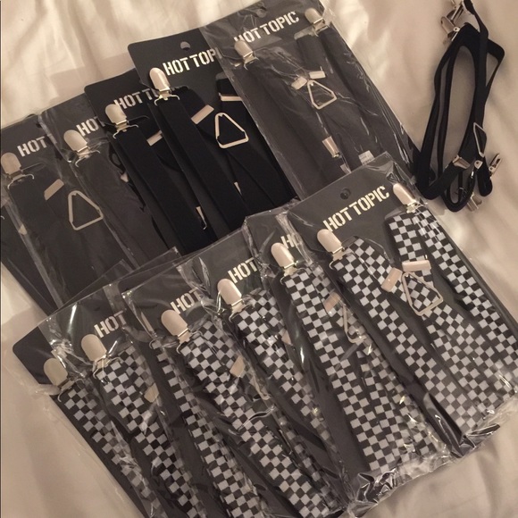 HOT TOPIC black and white checkered suspenders NEW - Picture 3 of 4